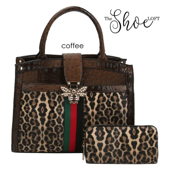 Queen Bee Stripe Leopard Satchel & Wallet Set - Picture 10 of 15